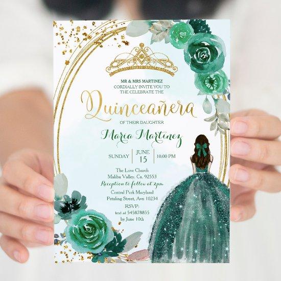 Emerald & Hunter Green Roses 1 Mis Quince