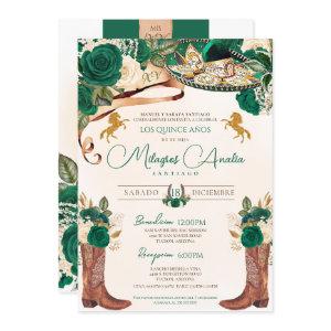 Emerald Jade Green Rose Western Charro Quinceañera
