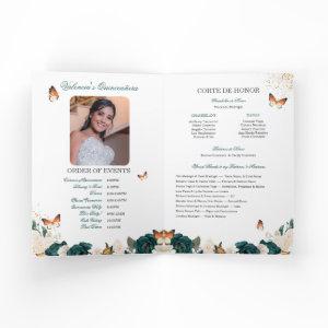 Emerald Roses Gold Tiara Butterfly Quinceanera Program