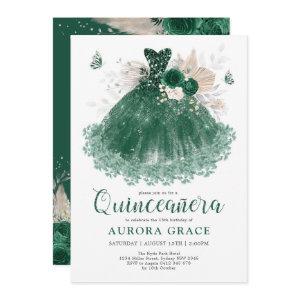Emerald Silver Flower Quinceañera Mis Quince Anos