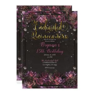 Enchanted Berry Roses Dark Floral Quinceañera