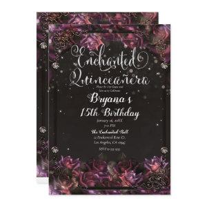 Enchanted Berry Roses Dark Floral Quinceañera