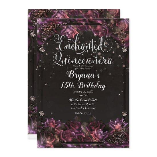 Enchanted Berry Roses Dark Floral Quinceañera