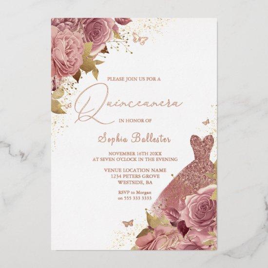 Enchanted Blush with Real Rose Gold Quinceanera Foil