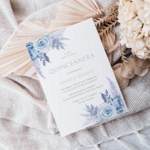 Enchanted Dusty Blue Beautiful Floral Quinceanera