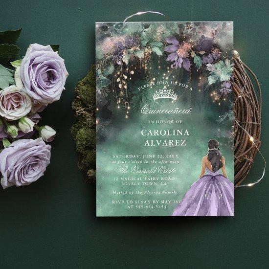 Enchanted Forest Arch Gold Lavender Quinceanera