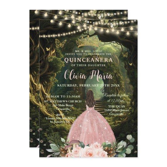 Enchanted Forest Blush Floral Quinceañera Sweet 16