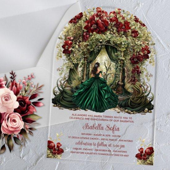 Enchanted Forest Burgundy Floral Arch Acrylic