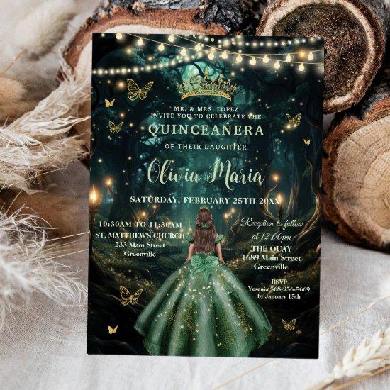 Enchanted Forest Emerald Green Dress Quinceañera