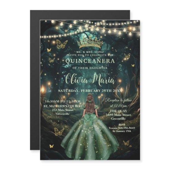 Enchanted Forest Emerald Green Dress Quinceañera Magnetic
