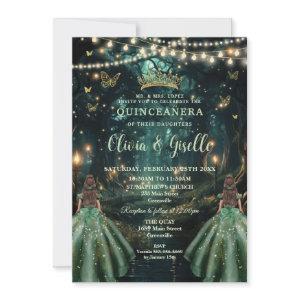 Enchanted Forest Emerald Green Twins Quinceañera