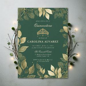 Enchanted Forest Faux Gold Foliage Quinceanera