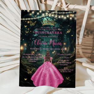 Enchanted Forest Fuchsia Pink Dress XV Quinceañera