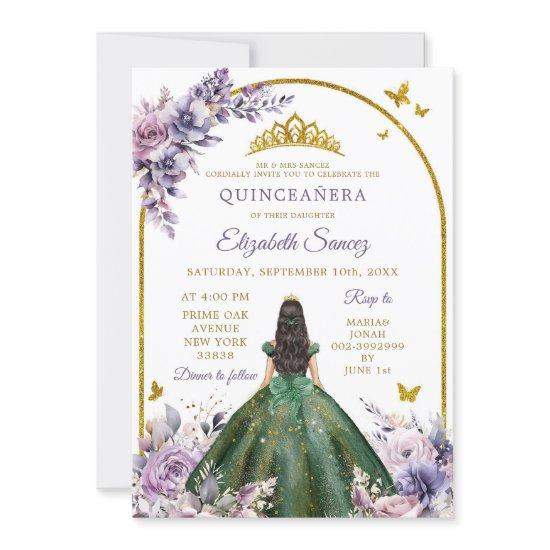 Enchanted Forest Purple Hunter Green Quinceañera