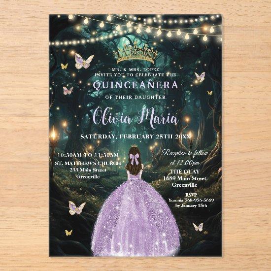 Enchanted Forest Purple Lilac Dress Quinceañera Acrylic