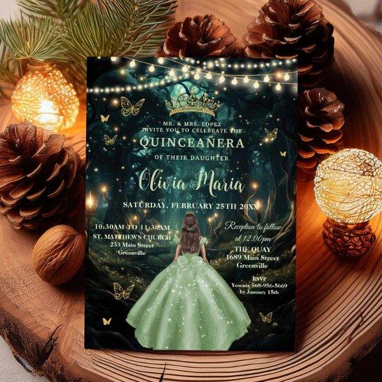 Enchanted Forest Sage Green Dress XV Quinceañera