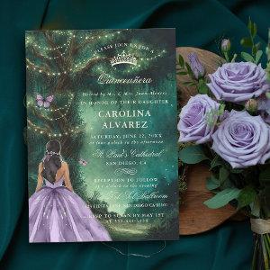 Enchanted Forest Tree Green Lavender Quinceanera