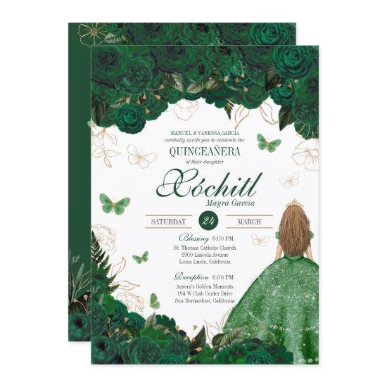 Enchanted Garden Emerald Green Quinceanera