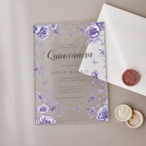 Enchanted  Purple Floral Quinceanera 15th Birthday Acrylic