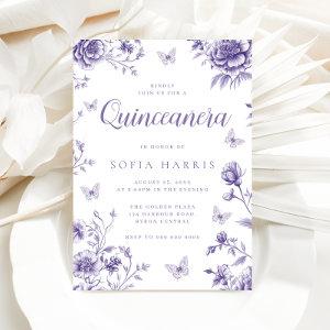 Enchanted  Purple Floral Quinceanera 15th Birthday