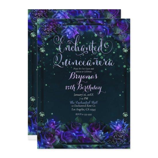 Enchanted Purple Green Garden Glow 15 Quinceañera