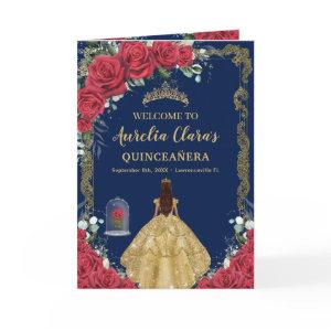 Enchanted Rose Floral Quinceañera Order of Events Program