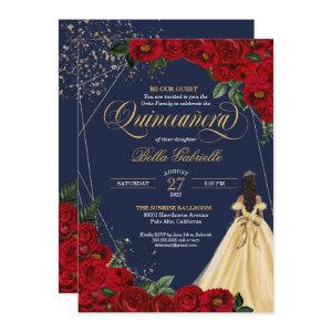 Enchanted Rose Red & Gold Fairytale Quinceañera