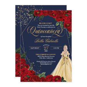 Enchanted Rose Red & Gold Fairytale Quinceañera