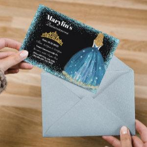 Enchanting Turquoise Glitter Princess Quinceañera