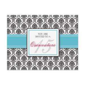 ENGLISH Aqua Damask Quinceanera