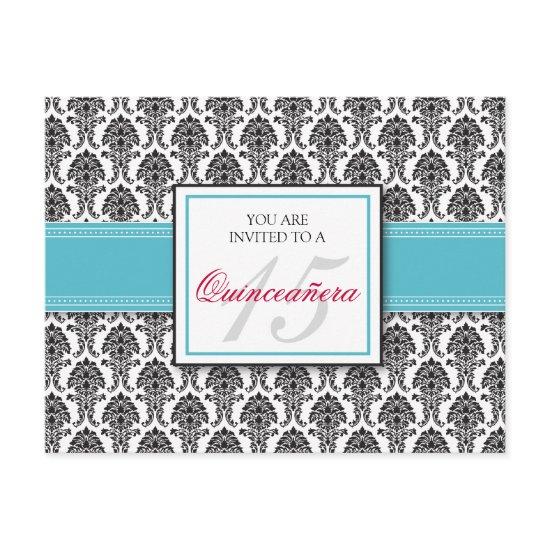 ENGLISH Aqua Damask Quinceanera