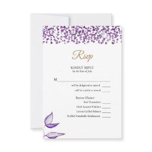 English -Español Amethyst Glitter Brillo de amatis RSVP Card