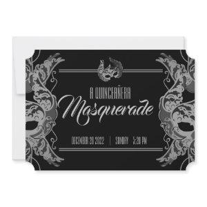 ENGLISH quinceañera MASQUERADE black white ticket