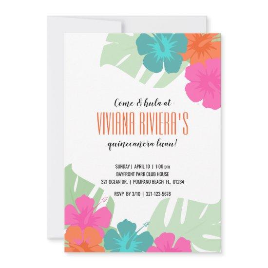 ENGLISH quinceañera TROPICAL LUAU bright floral
