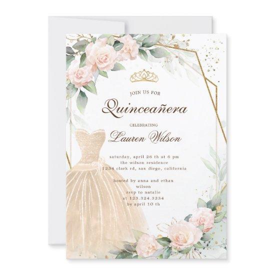 eucalyptus golden floral  Quinceañera