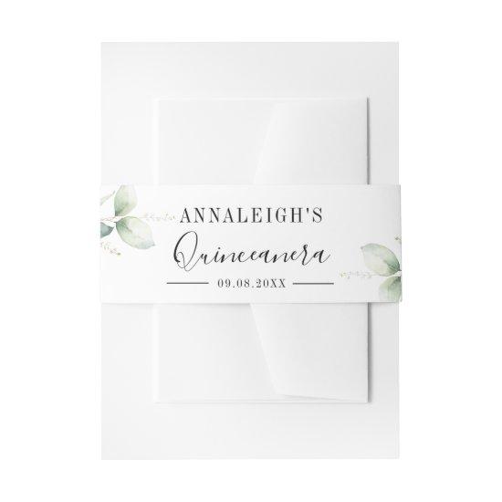 Eucalyptus Greenery Quinceanera 15th Birthday  Belly Band