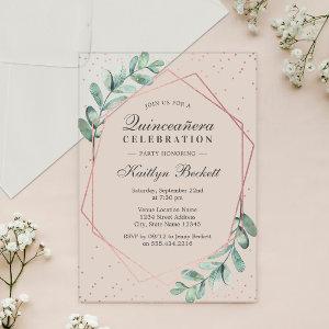 Eucalyptus Rose Gold Quinceañera 15th Birthday Acrylic