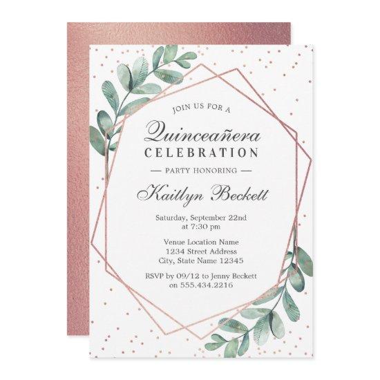 Eucalyptus Rose Gold Quinceañera 15th Birthday