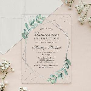 Eucalyptus Silver Geometric Quinceañera Birthday Acrylic