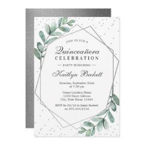 Eucalyptus Silver Geometric Quinceañera Birthday