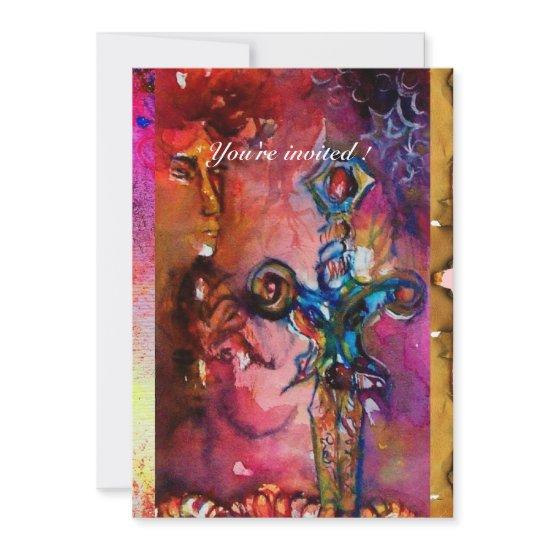 EXCALIBUR 1, bright red ,pink purple parchment