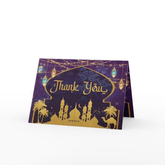 Exotic Arabian Nights Lanterns Camels Lamp Thank You Card