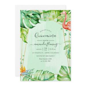 Exotic Tropical Flamingo Geometric Quinceañera