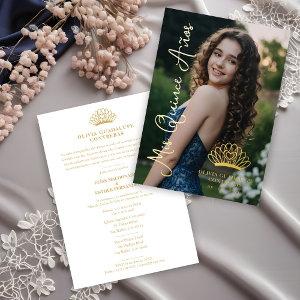 Exquisite Crown Quinceañera Photo Fancy Script Foil