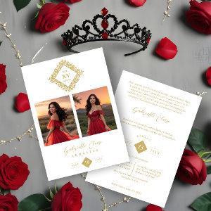 Exquisite Modern Floral Diamond Shape Mis XV Años