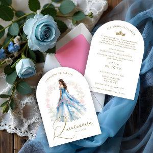 Exquisite Spanish Doll Quinceañera in Blue & Pink