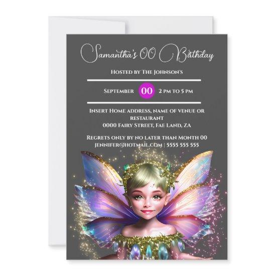 Fairy princess glimmer shiny glitter wings grey