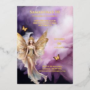 Fairy princess purple gold mythical fairytale foil