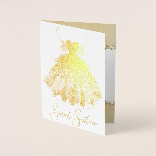Fairy Wing Gown | Gorgeous Golden Fantasy Birthday Foil Card