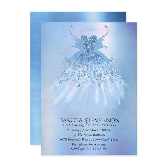 Fairy Wing Ice Gown | Frost Blue Iridescent Sheen
